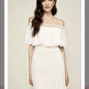 Tadashi shoji off the shoulder wedding gown